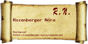 Rozenberger Nóra névjegykártya